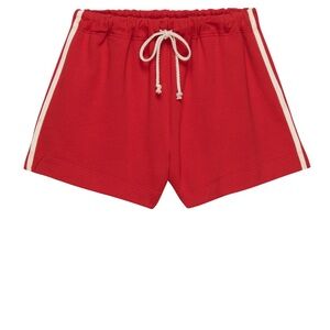 DONNI. Red Athletic Shorts with White Trim